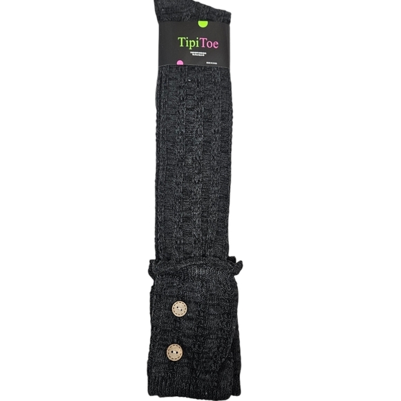 NWT Tipi Toe Black Cable Knit Knee High Boot Socks Over Knee Socks - Picture 11 of 11